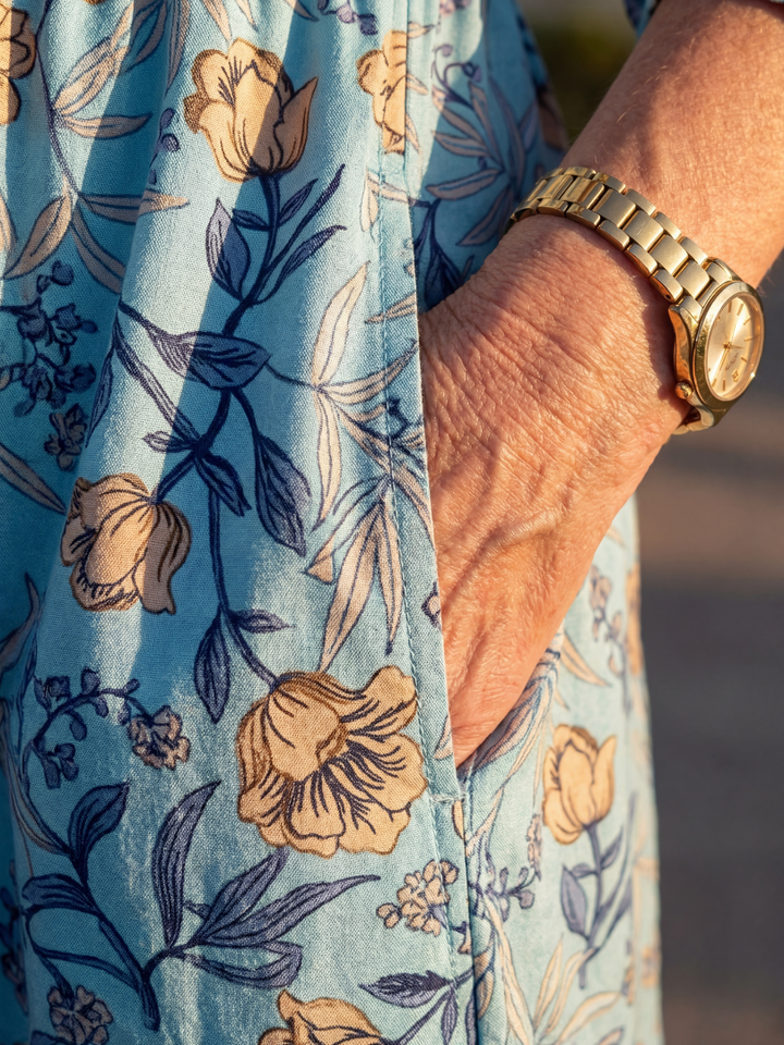 Halia | Vestido Midi Recolectado de Pradera