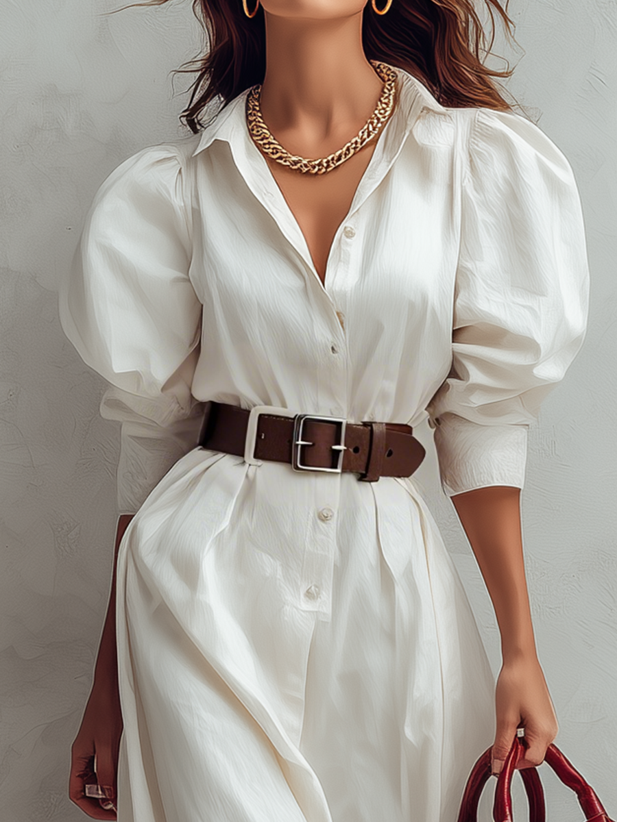 Ropa de camisa larga con mangas abullonadas estructuradas